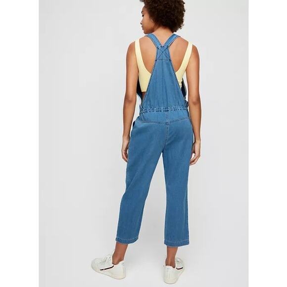 Aritzia Wilfred Free Valletta Overalls Cropped Jumpsuit Indigo Blue Small - Picture 2 of 10